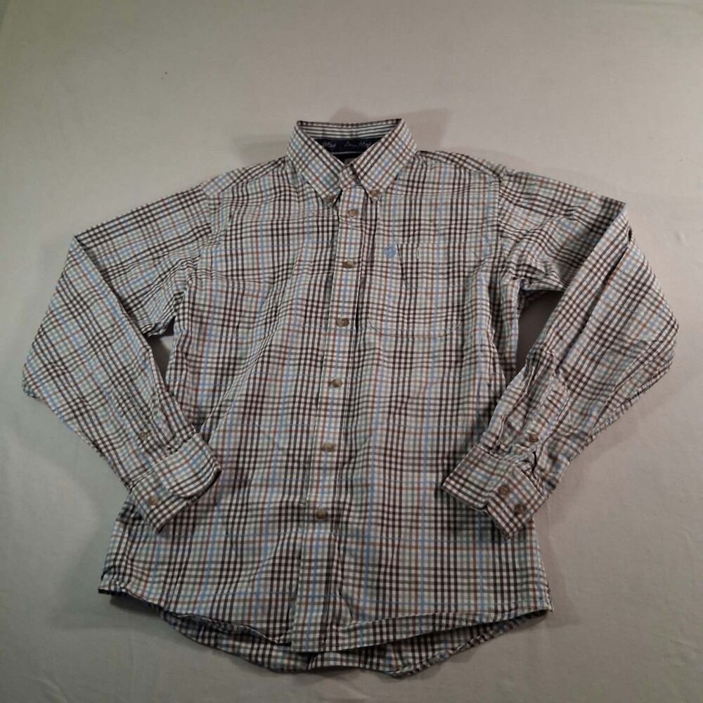 Vintage Wrangler George Strait Shirt Men S Brown Plaid Cowboy Cut Western